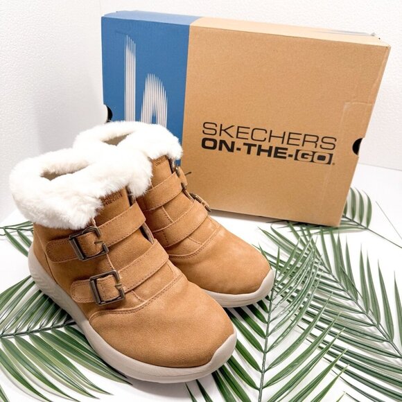 Skechers Suede Boots Women's Chestnut On-the-GO City 2 Winter Fling Size 7 - Picture 11 of 11